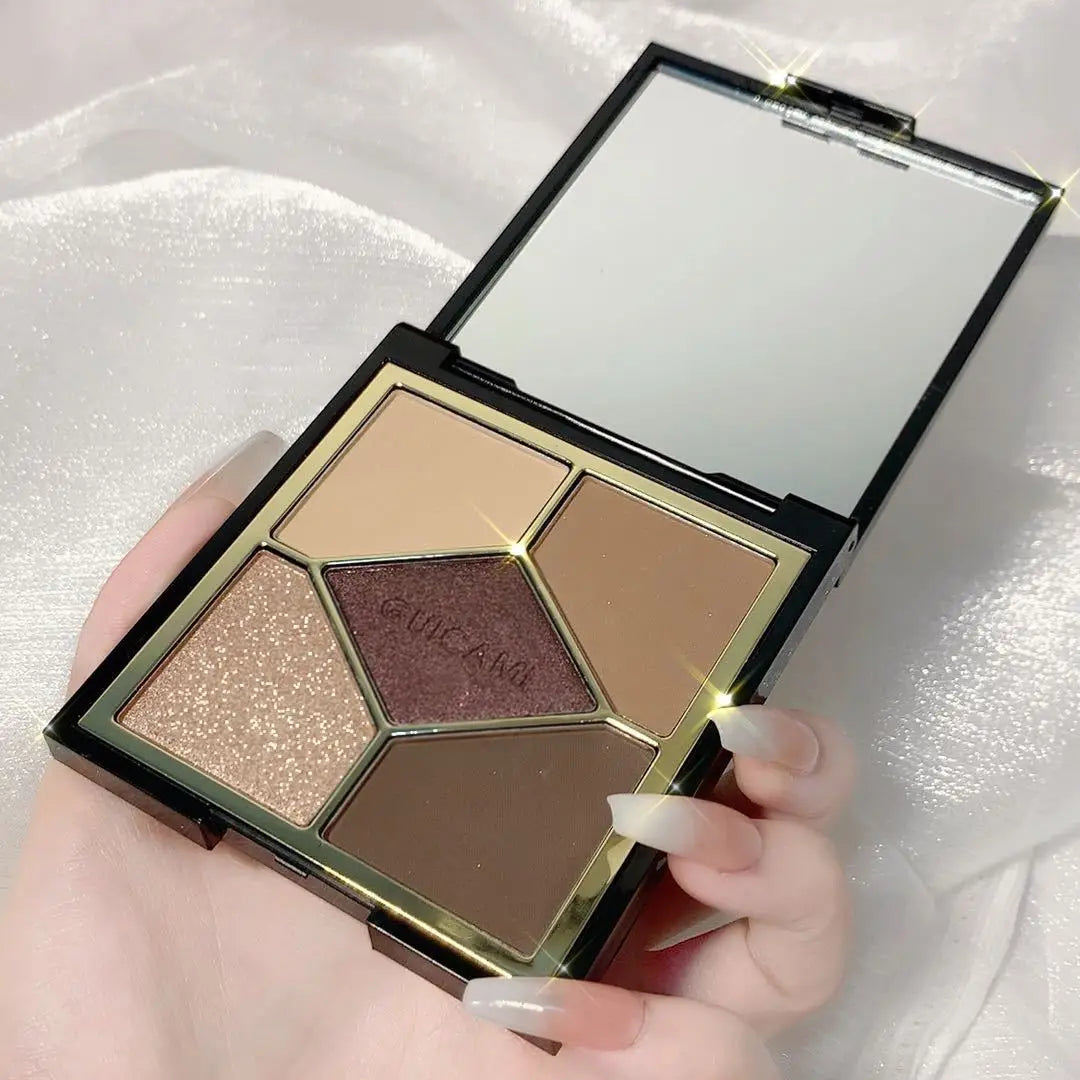 Five-color Pearlescent Eyeshadow Palette Five-color Eyeshadow Eye Makeup Palette Cosmetics Earth Color INS Popular Eyeshadow