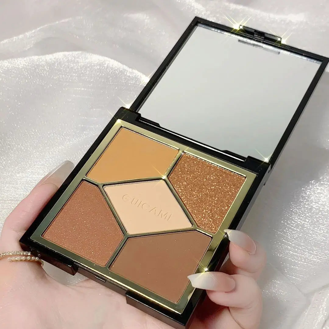 Five-color Pearlescent Eyeshadow Palette Five-color Eyeshadow Eye Makeup Palette Cosmetics Earth Color INS Popular Eyeshadow
