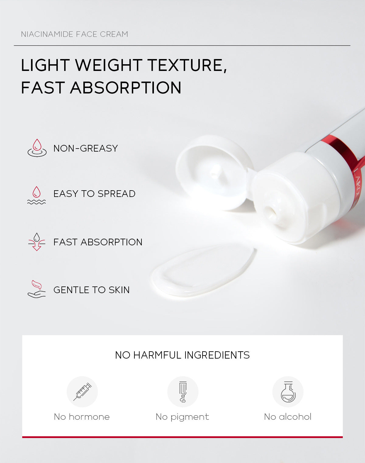 Laikou Niacinamide Whitening Cream Oil Control Oil Control Anti-wrinkle Moisturizing Facial Cream Korean Skin Care Cosmetics 30g