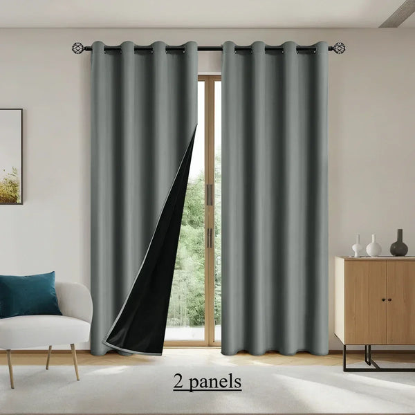 2pcs 100% Blackout Curtains, Thermal Insulated Window Drapes, Window Curtains for Living Room, Bedroom, Kitchen Home Decoration