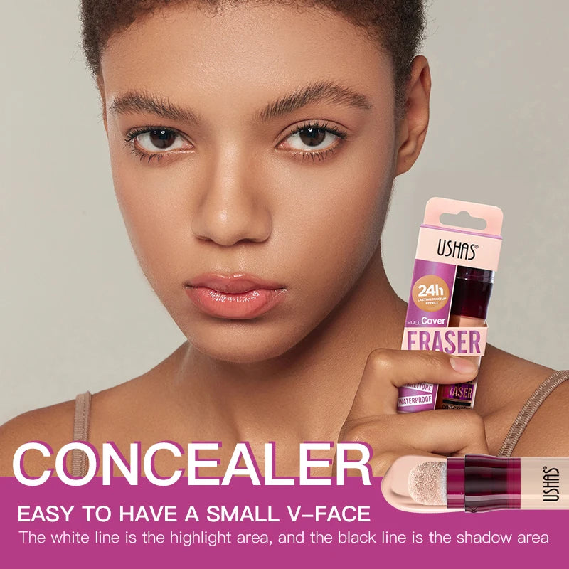 USHAS 12color Sponge Head Concealer For Dark Circles Tears Freckles Corrector Acne High-end Makeup Natural Skin Makeup Cosmetics