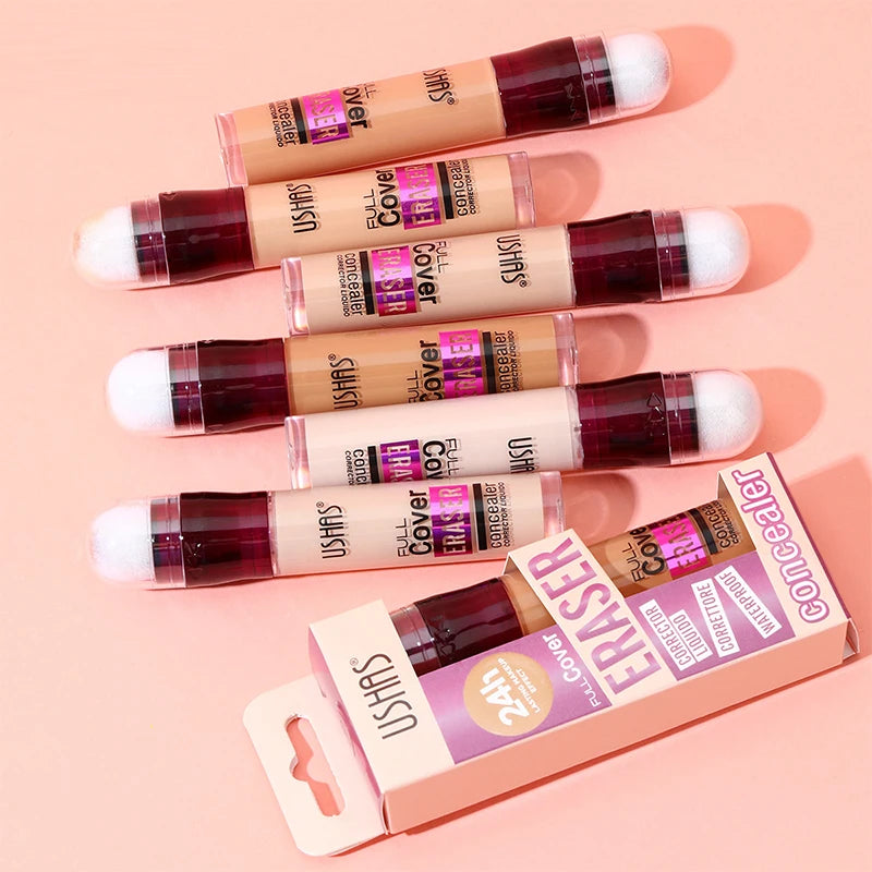 USHAS 12color Sponge Head Concealer For Dark Circles Tears Freckles Corrector Acne High-end Makeup Natural Skin Makeup Cosmetics
