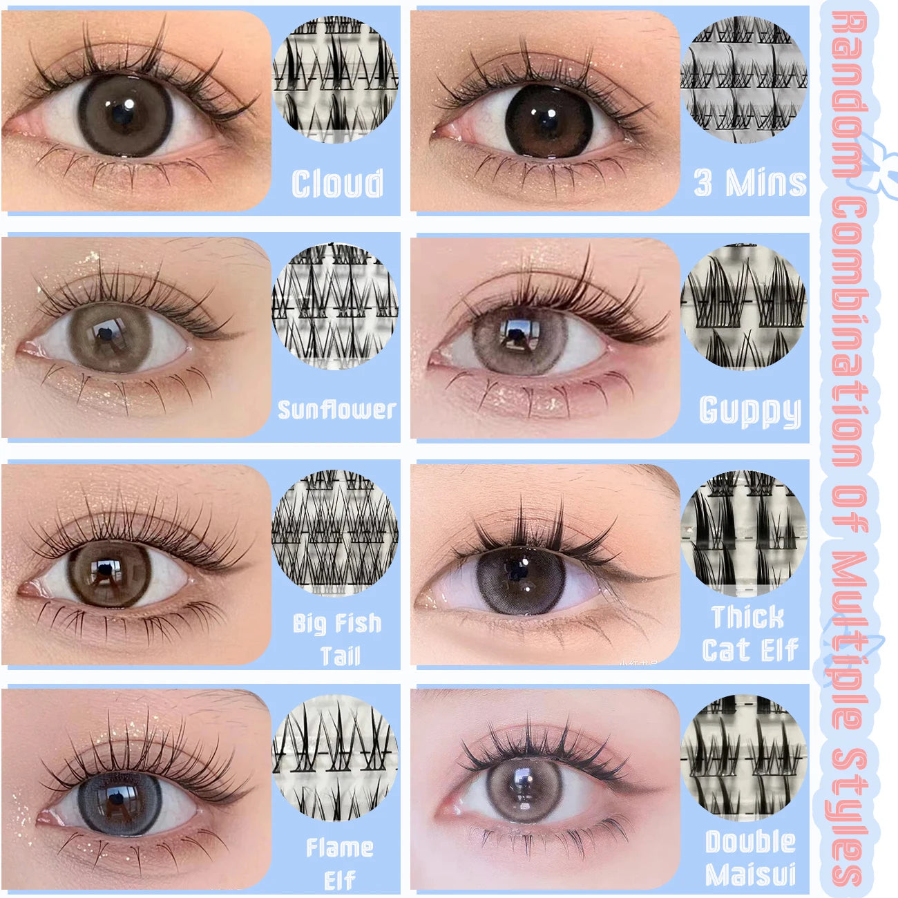 False Eyelashes Mix 32 Rows High-capacity Natural DIY Extension Supplies Lashes Cluster Multi Style Fusion Professional Makeup