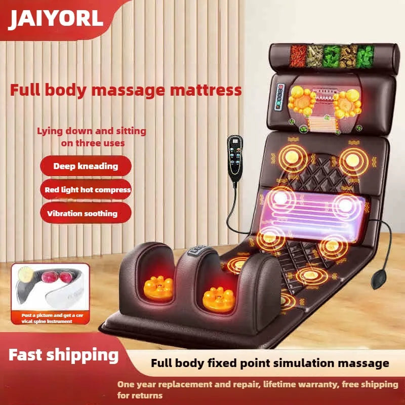 Massage Mattress Electric Full Body With Heating Hand Control Shoulder Neck Waist Airbag Back Kneading vibration Massage Cushion