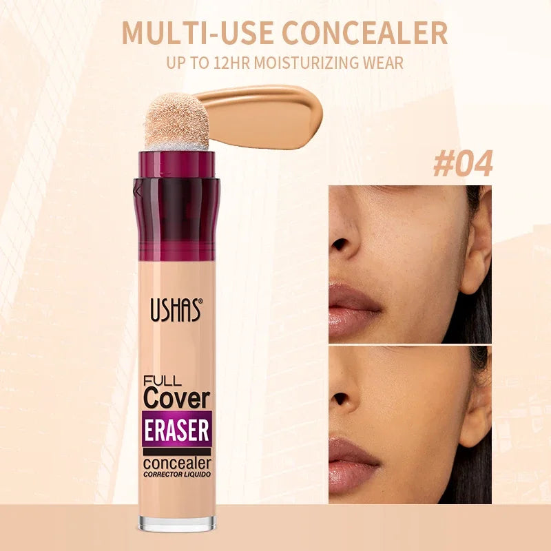 USHAS 12color Sponge Head Concealer For Dark Circles Tears Freckles Corrector Acne High-end Makeup Natural Skin Makeup Cosmetics
