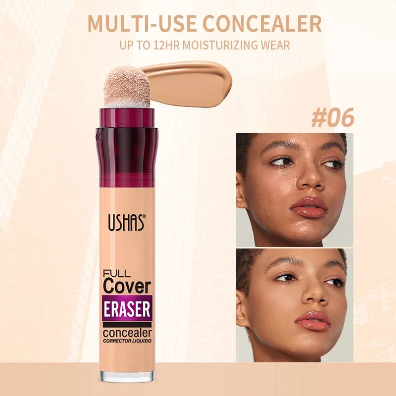 USHAS 12color Sponge Head Concealer For Dark Circles Tears Freckles Corrector Acne High-end Makeup Natural Skin Makeup Cosmetics