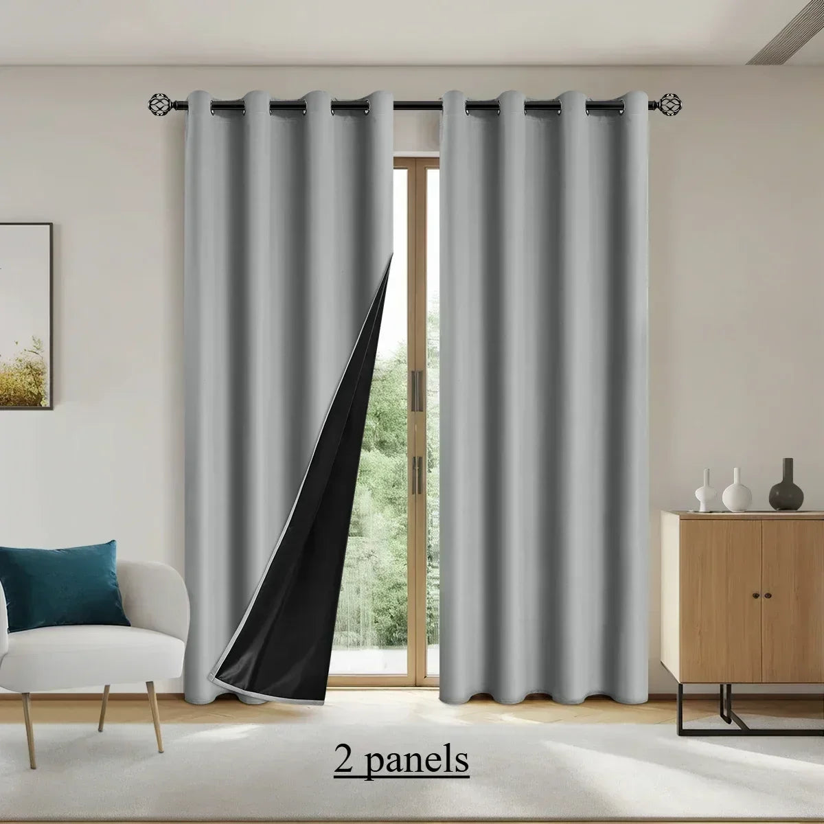 2pcs 100% Blackout Curtains, Thermal Insulated Window Drapes, Window Curtains for Living Room, Bedroom, Kitchen Home Decoration