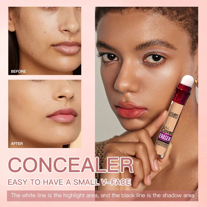 USHAS 12color Sponge Head Concealer For Dark Circles Tears Freckles Corrector Acne High-end Makeup Natural Skin Makeup Cosmetics