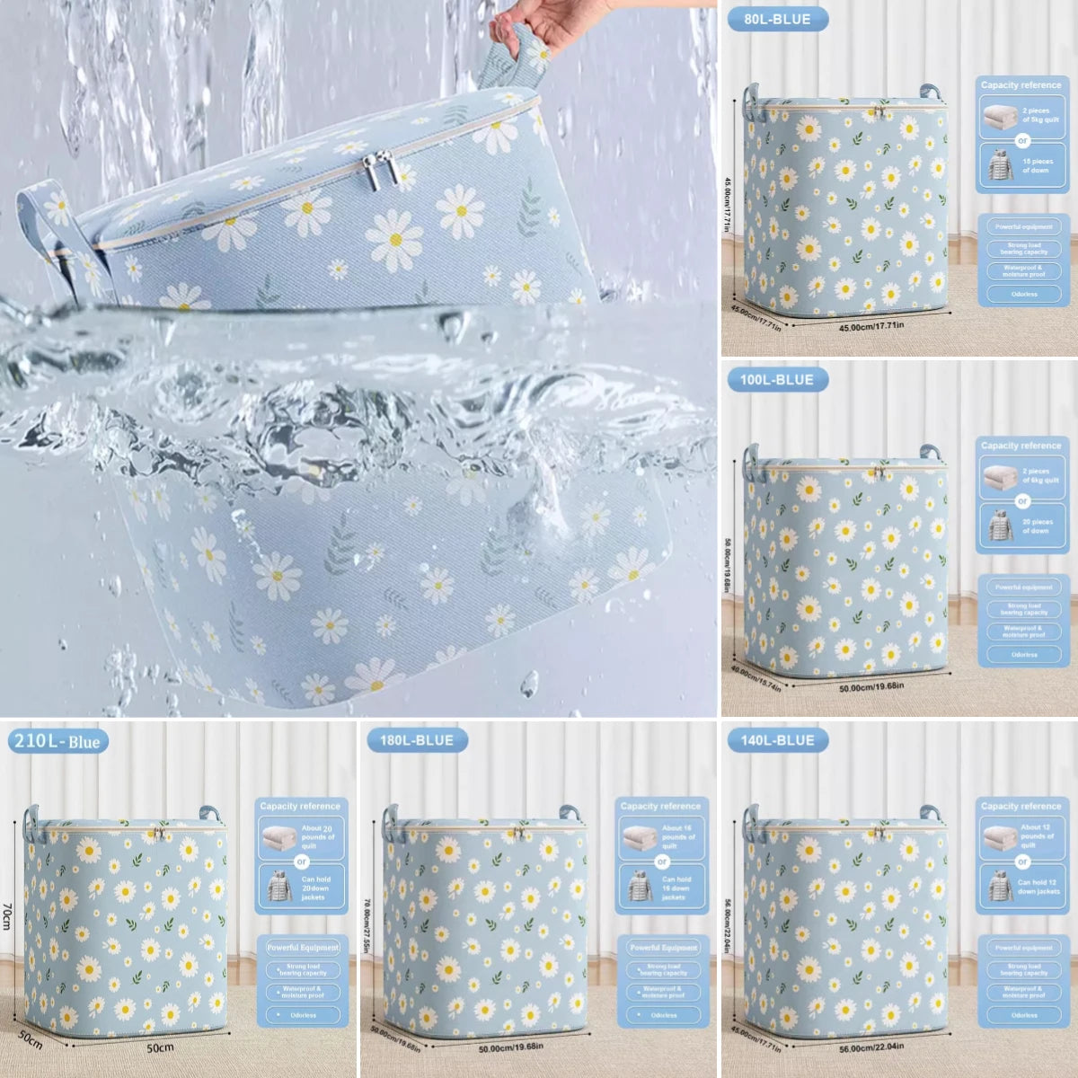 Household Large Capacity Moisture-proof Thickened Cotton Quilt Bag 210L Clothing Sorting Bag Luggage Moving and Packing Bag