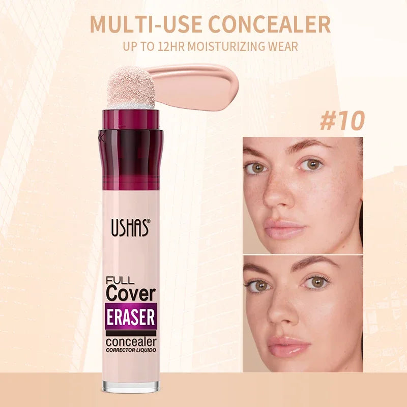 USHAS 12color Sponge Head Concealer For Dark Circles Tears Freckles Corrector Acne High-end Makeup Natural Skin Makeup Cosmetics
