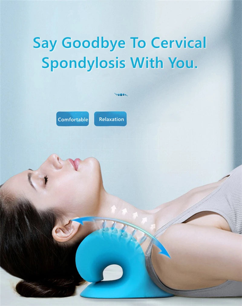Neck and Shoulder Relaxer Corrector Vertebra Massager Cloud Pillow Cervical Stretcher Acupressure Point Relief Pain Traction