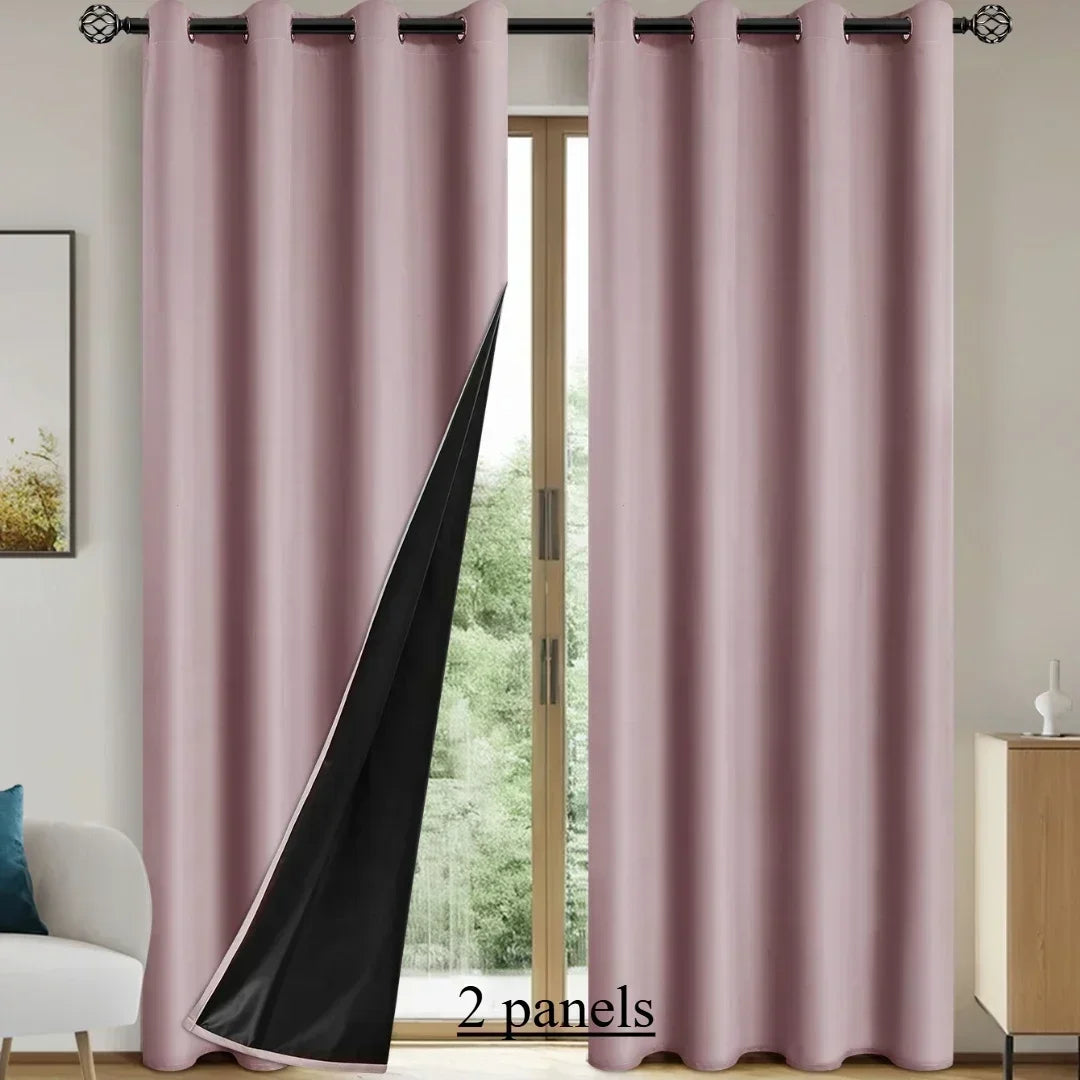 2pcs 100% Blackout Curtains, Thermal Insulated Window Drapes, Window Curtains for Living Room, Bedroom, Kitchen Home Decoration