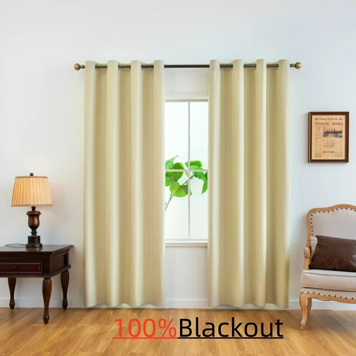 2pcs 100% Blackout Curtains, Thermal Insulated Window Drapes, Window Curtains for Living Room, Bedroom, Kitchen Home Decoration