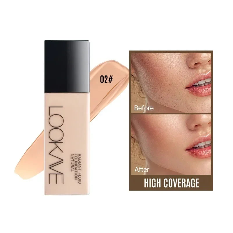 Full Cover Matte Foundation Lasting Moisturizing Brighten Concealer Liquid Foundation Waterproof CC Cream Base Makeup Cosmetics