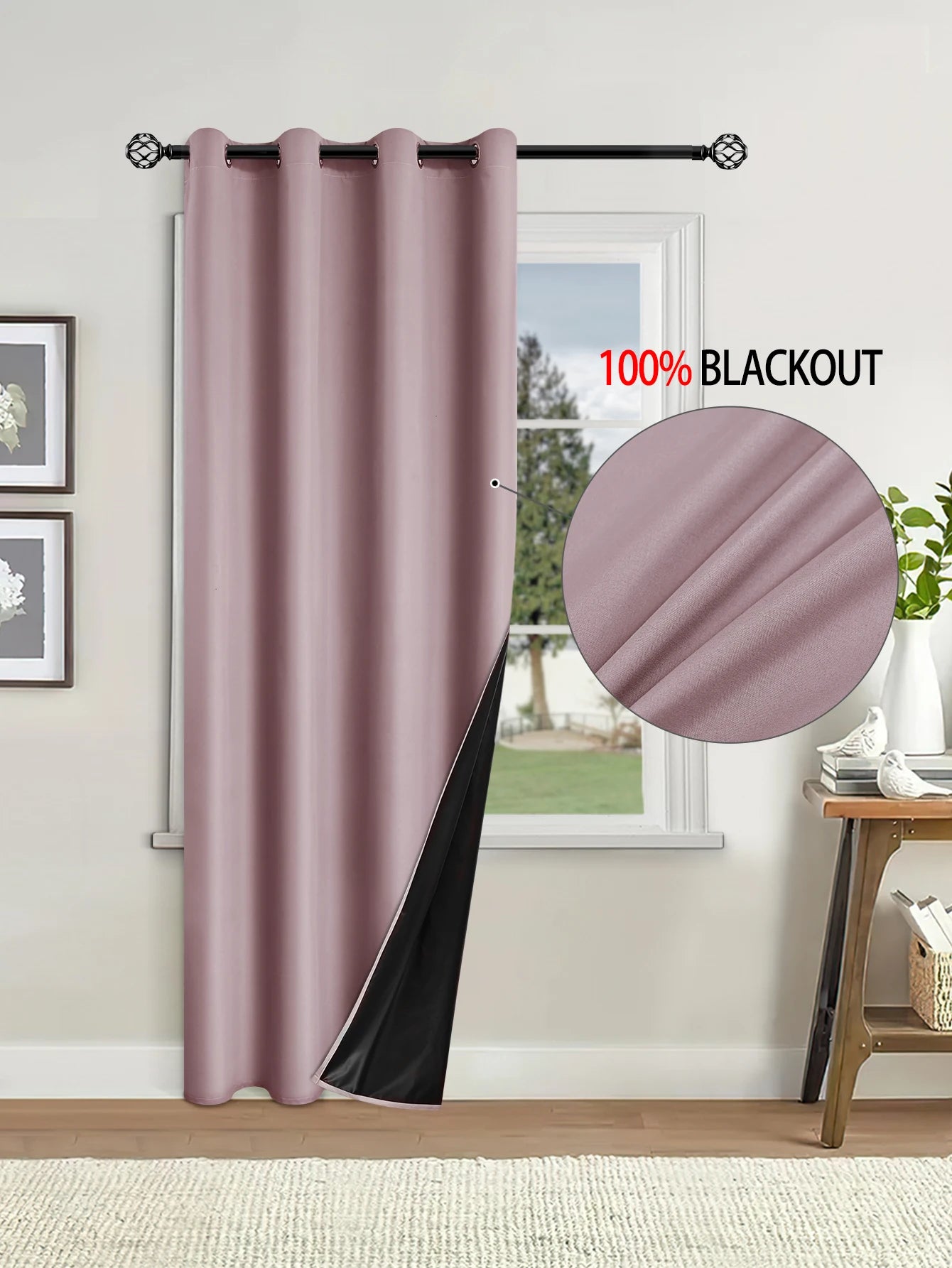 2pcs 100% Blackout Curtains, Thermal Insulated Window Drapes, Window Curtains for Living Room, Bedroom, Kitchen Home Decoration