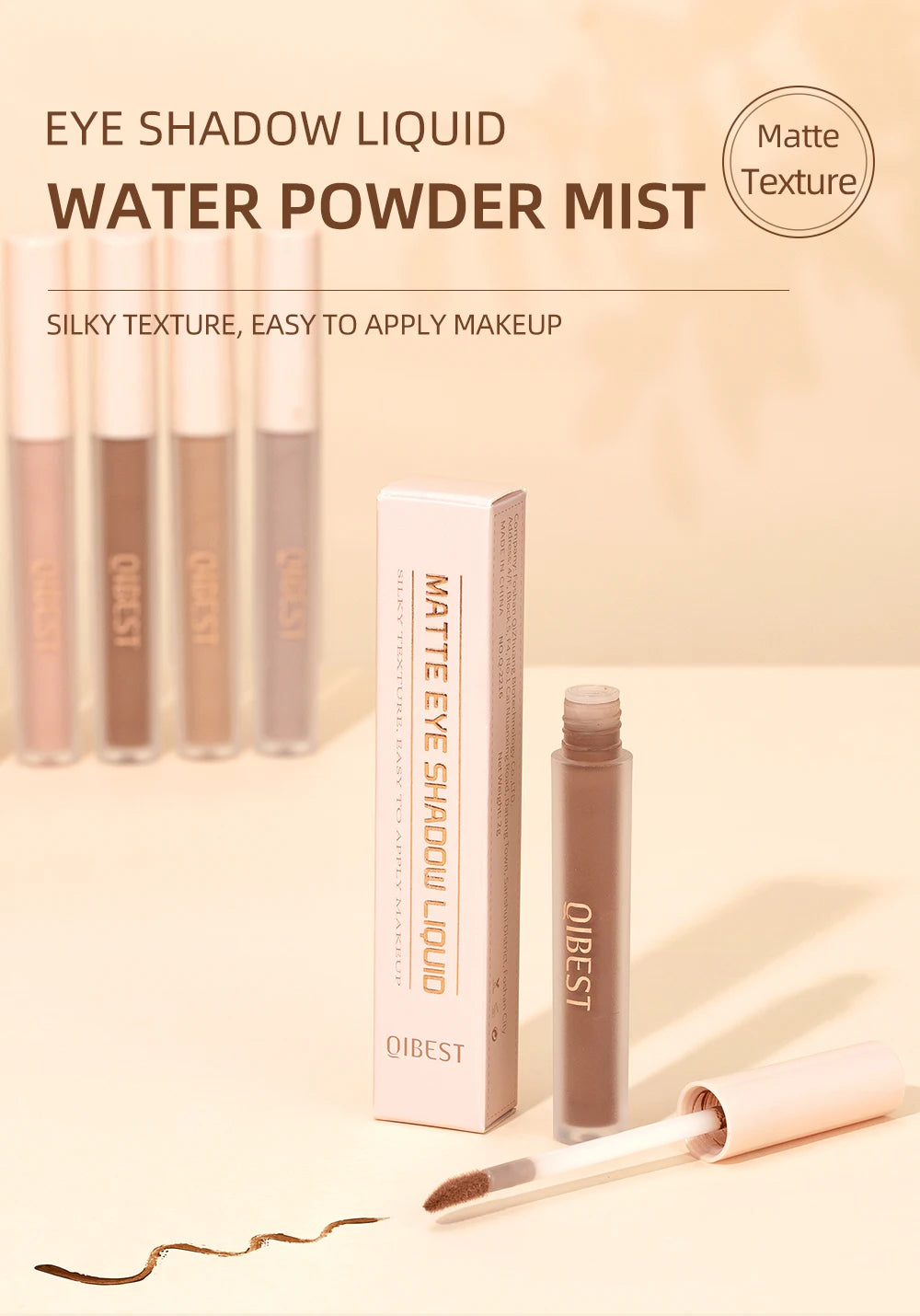 QIBEST 8 Color Matte Liquid Eyeshadow Stick Waterproof Long-Lasting Metallic Pigment Easy To Makeup Professional Eyeshadow Blush