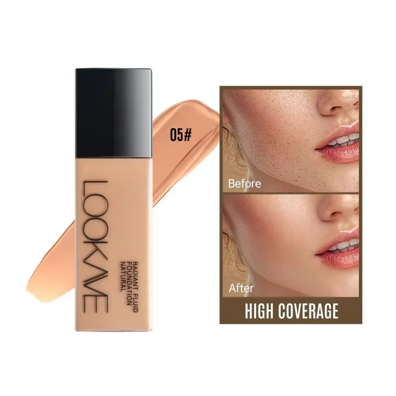Full Cover Matte Foundation Lasting Moisturizing Brighten Concealer Liquid Foundation Waterproof CC Cream Base Makeup Cosmetics