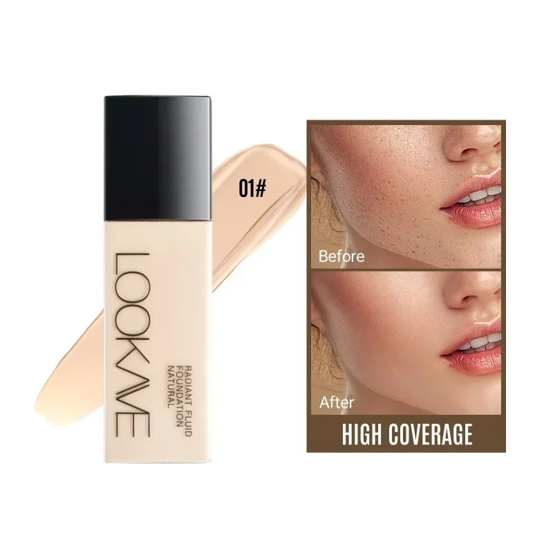 Full Cover Matte Foundation Lasting Moisturizing Brighten Concealer Liquid Foundation Waterproof CC Cream Base Makeup Cosmetics