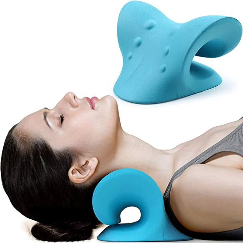 Neck and Shoulder Relaxer Corrector Vertebra Massager Cloud Pillow Cervical Stretcher Acupressure Point Relief Pain Traction