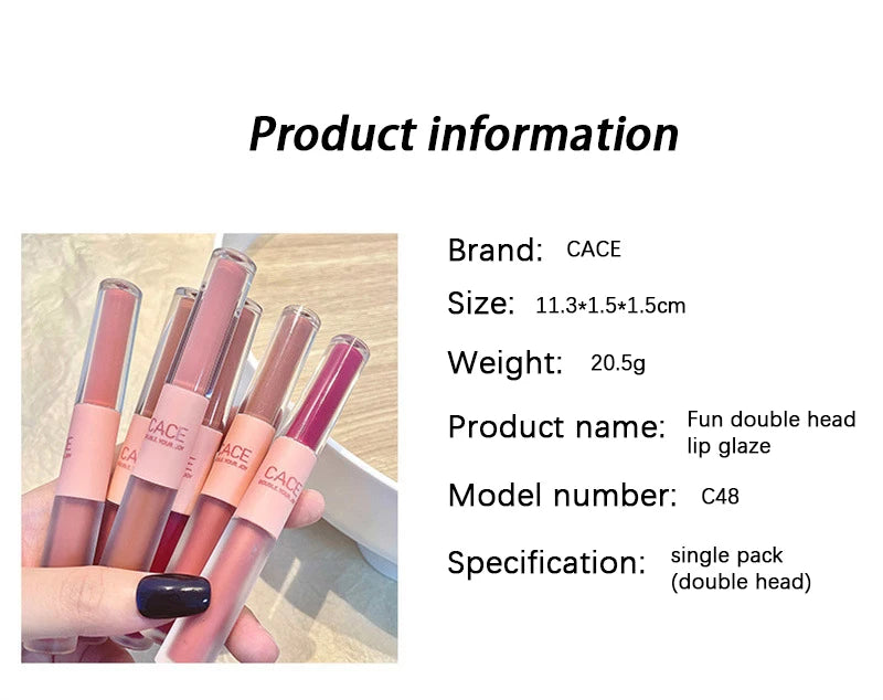 Double End Lip Glaze Full Gloss Mirror And Matte Velvet Long Term Color And Moisture Lip Gloss Anti Stain Cosmetic Lip Glaze