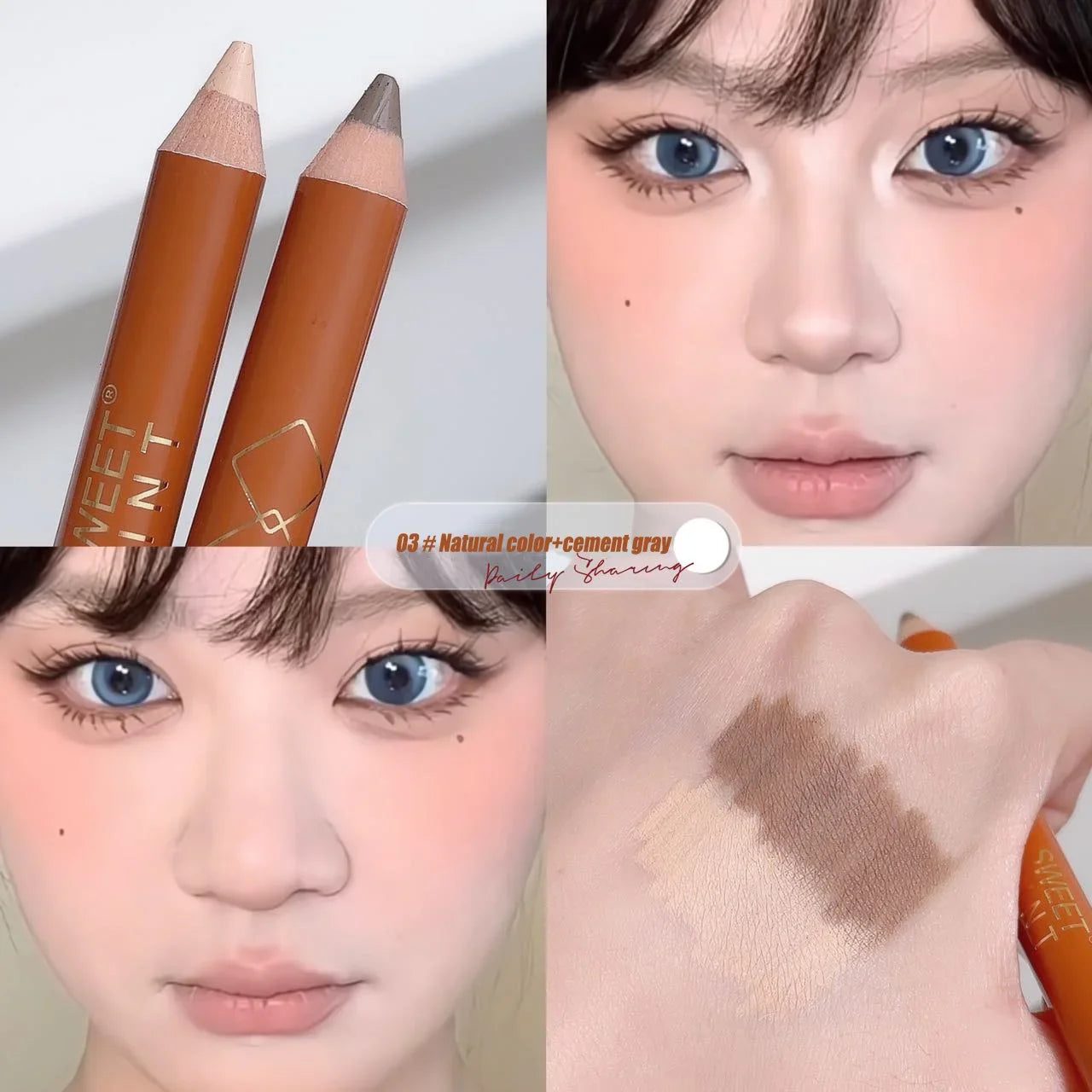 Double Head Face Contour Pen Matte White Highlighting Contour Stick Brightening Skin Tone Concealer Pencil Face Bronzers Makeup