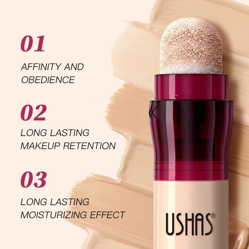 USHAS 12color Sponge Head Concealer For Dark Circles Tears Freckles Corrector Acne High-end Makeup Natural Skin Makeup Cosmetics