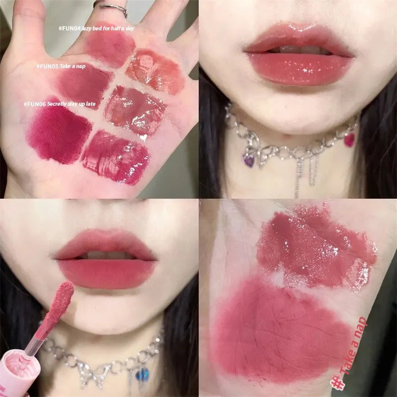 Double End Lip Glaze Full Gloss Mirror And Matte Velvet Long Term Color And Moisture Lip Gloss Anti Stain Cosmetic Lip Glaze