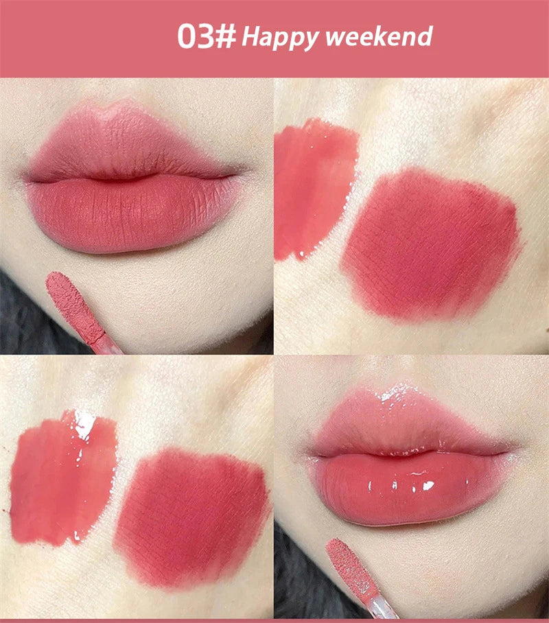 Double End Lip Glaze Full Gloss Mirror And Matte Velvet Long Term Color And Moisture Lip Gloss Anti Stain Cosmetic Lip Glaze