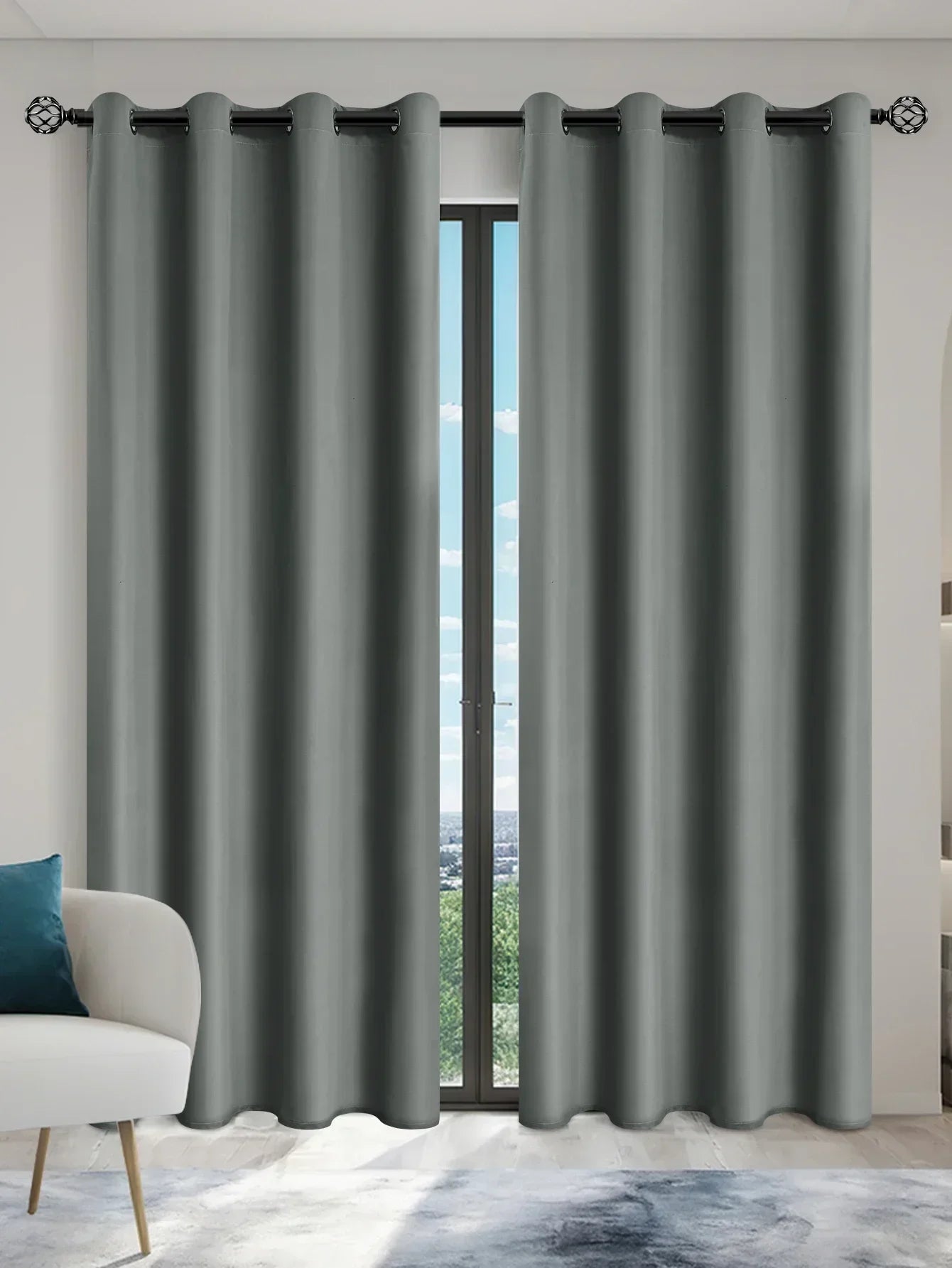 2pcs 100% Blackout Curtains, Thermal Insulated Window Drapes, Window Curtains for Living Room, Bedroom, Kitchen Home Decoration