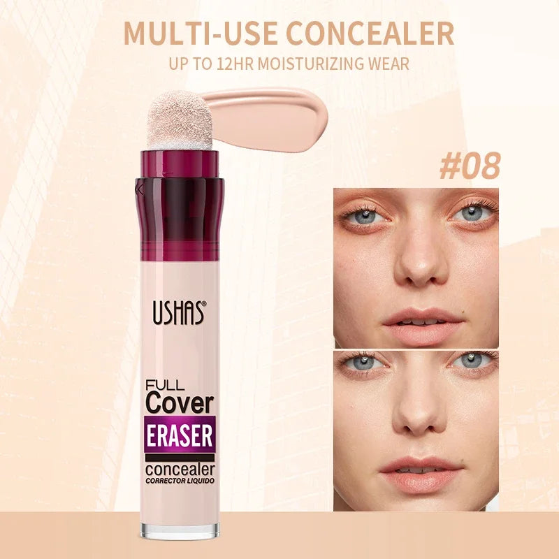USHAS 12color Sponge Head Concealer For Dark Circles Tears Freckles Corrector Acne High-end Makeup Natural Skin Makeup Cosmetics