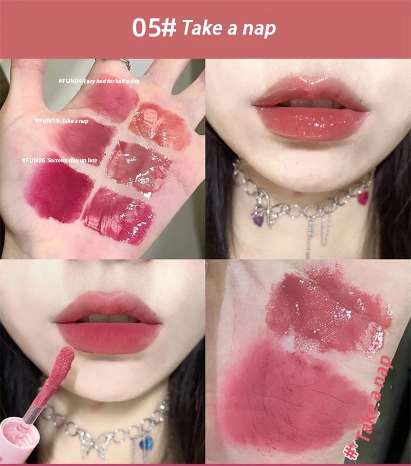 Double End Lip Glaze Full Gloss Mirror And Matte Velvet Long Term Color And Moisture Lip Gloss Anti Stain Cosmetic Lip Glaze