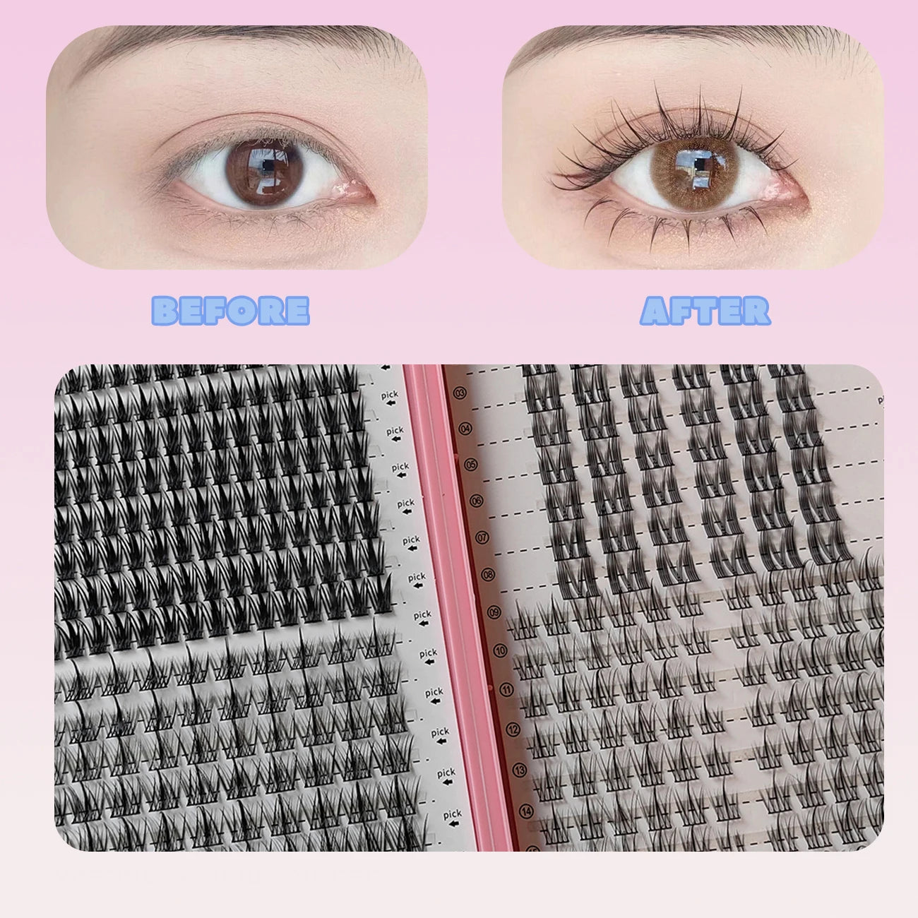 False Eyelashes Mix 32 Rows High-capacity Natural DIY Extension Supplies Lashes Cluster Multi Style Fusion Professional Makeup