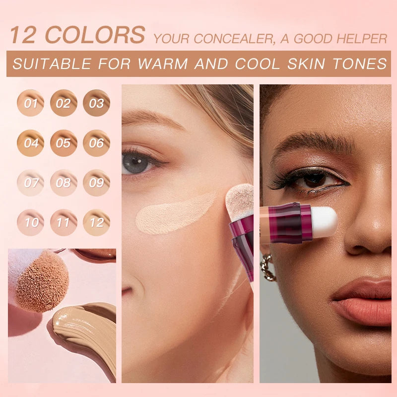 USHAS 12color Sponge Head Concealer For Dark Circles Tears Freckles Corrector Acne High-end Makeup Natural Skin Makeup Cosmetics