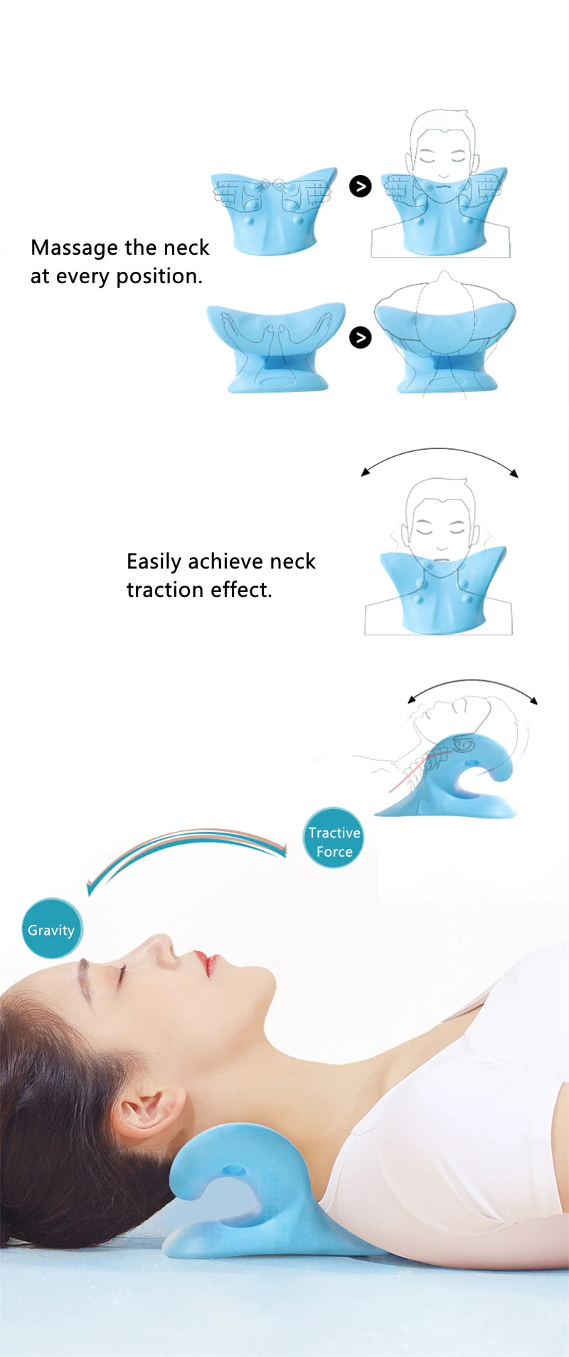 Neck and Shoulder Relaxer Corrector Vertebra Massager Cloud Pillow Cervical Stretcher Acupressure Point Relief Pain Traction