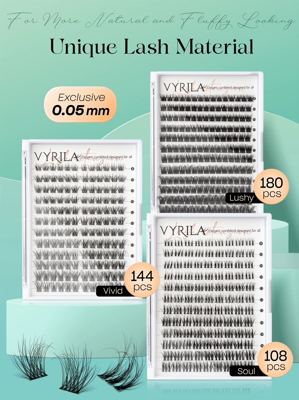 Individual Lashes Cluster C Curl Mix Lash Clusters 3D Wispy DIY Eyelash Extension 0.1mm Super Thin Band Resuable Natural Lashes