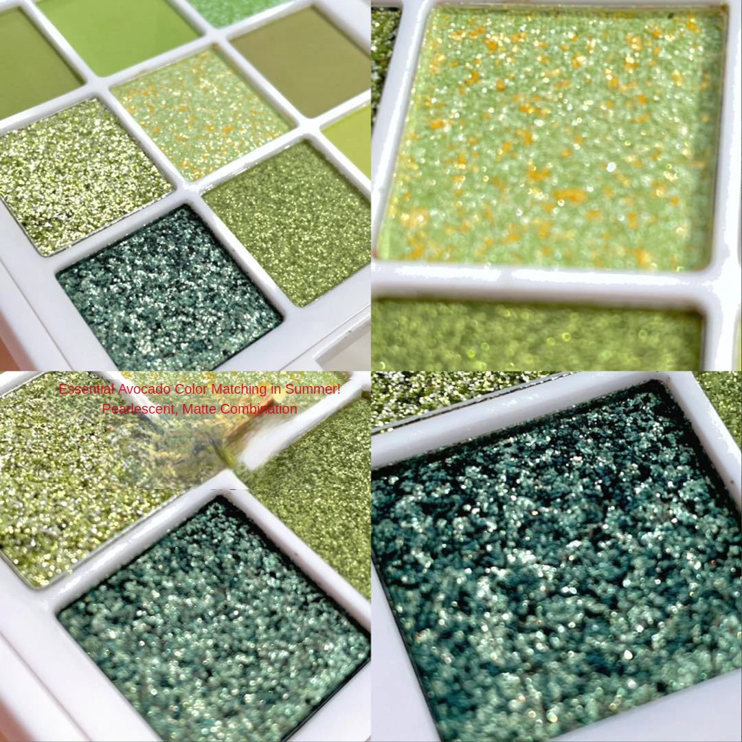 New Avocados Green Pearlescent Eyeshadow Palette Guacamole Glitter Sequins Brighten Eye Grooming Female Cosmetic Makeup Palette