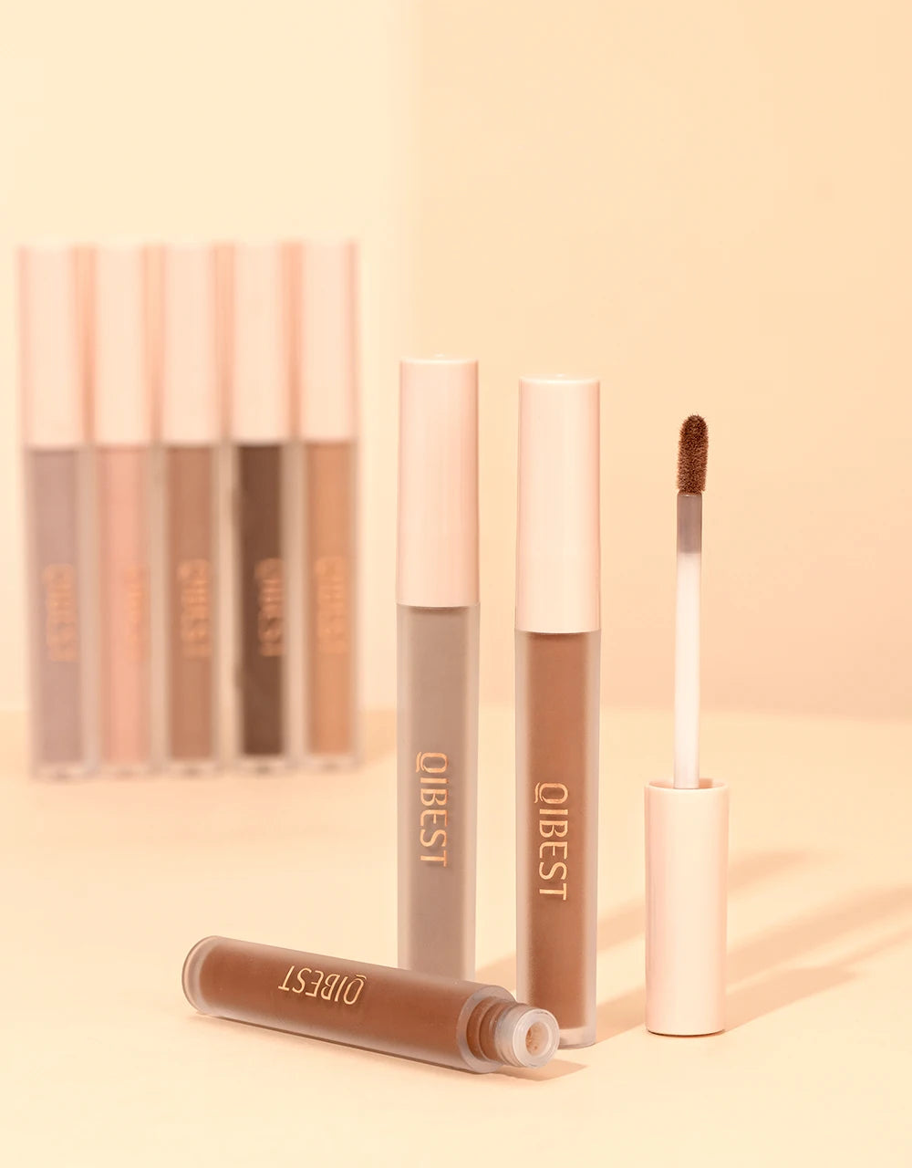 QIBEST 8 Color Matte Liquid Eyeshadow Stick Waterproof Long-Lasting Metallic Pigment Easy To Makeup Professional Eyeshadow Blush