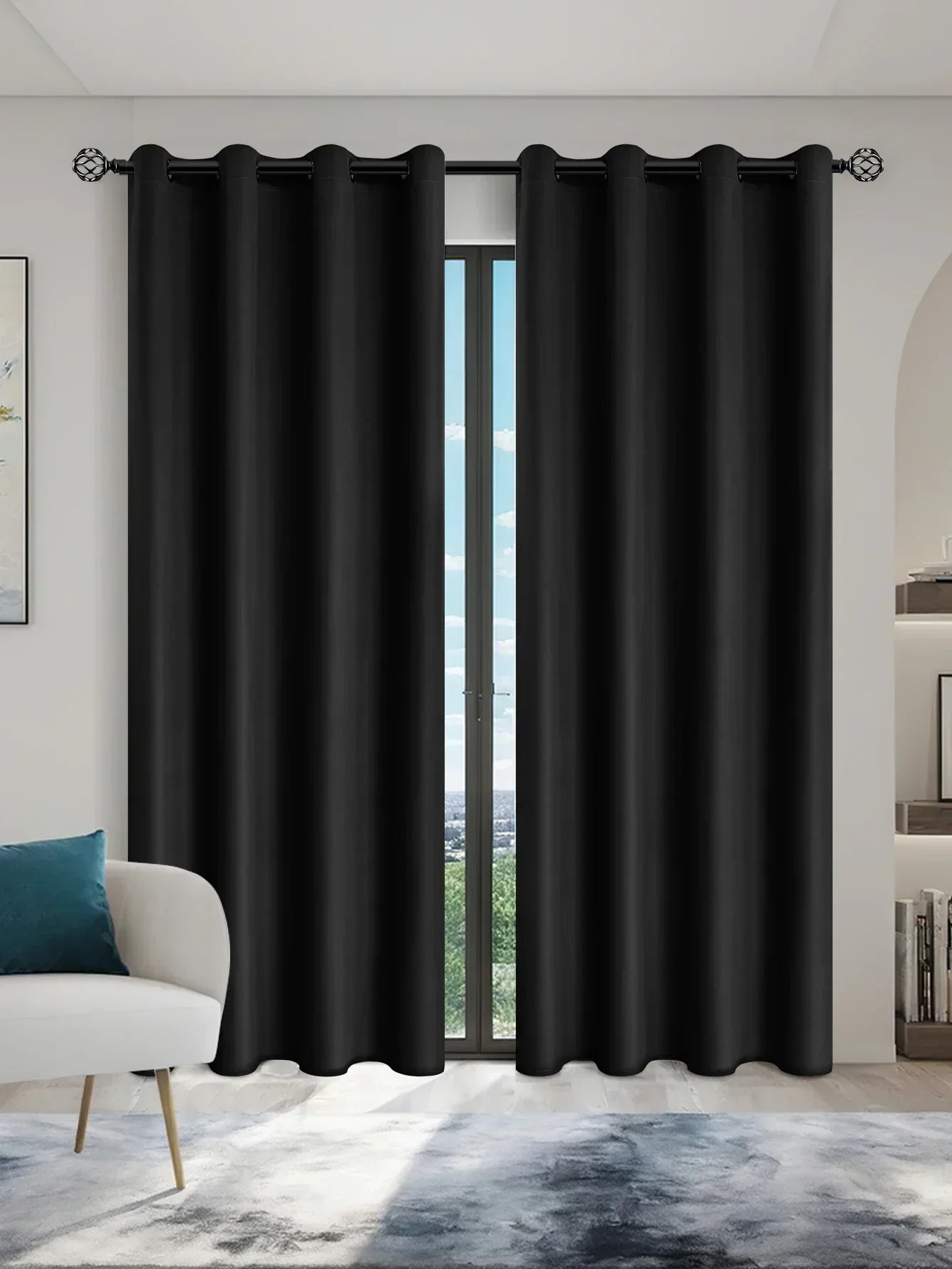 2pcs 100% Blackout Curtains, Thermal Insulated Window Drapes, Window Curtains for Living Room, Bedroom, Kitchen Home Decoration