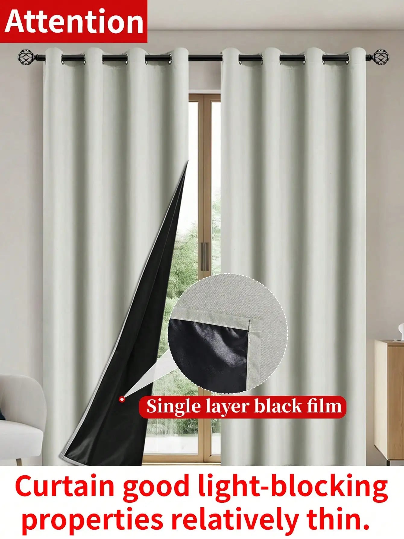 2pcs 100% Blackout Curtains, Thermal Insulated Window Drapes, Window Curtains for Living Room, Bedroom, Kitchen Home Decoration