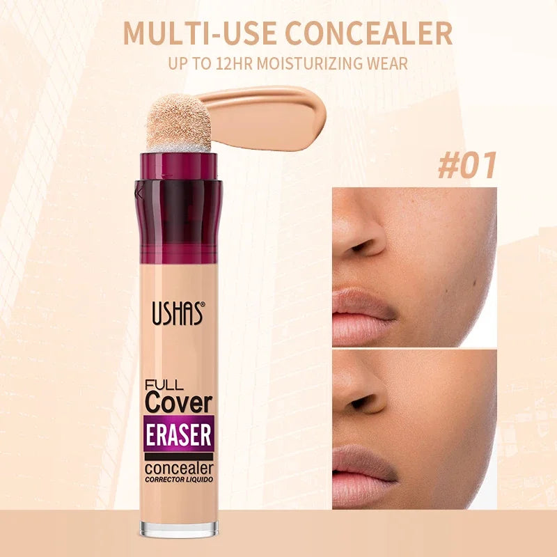 USHAS 12color Sponge Head Concealer For Dark Circles Tears Freckles Corrector Acne High-end Makeup Natural Skin Makeup Cosmetics