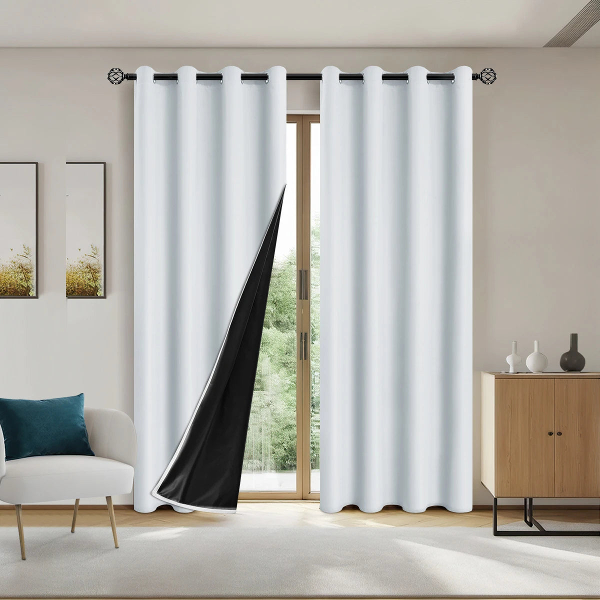 2pcs 100% Blackout Curtains, Thermal Insulated Window Drapes, Window Curtains for Living Room, Bedroom, Kitchen Home Decoration