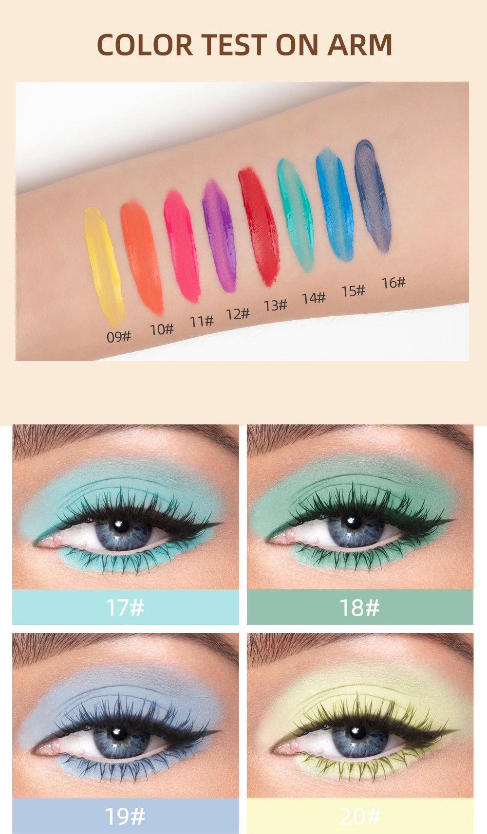 QIBEST 8 Color Matte Liquid Eyeshadow Stick Waterproof Long-Lasting Metallic Pigment Easy To Makeup Professional Eyeshadow Blush