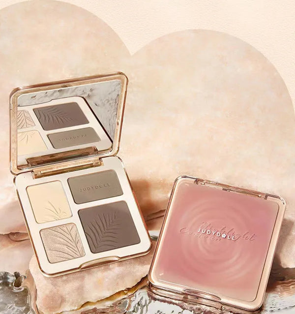 3D Facial Highlighter & Contour Palette with Shimmer and Matte Powders