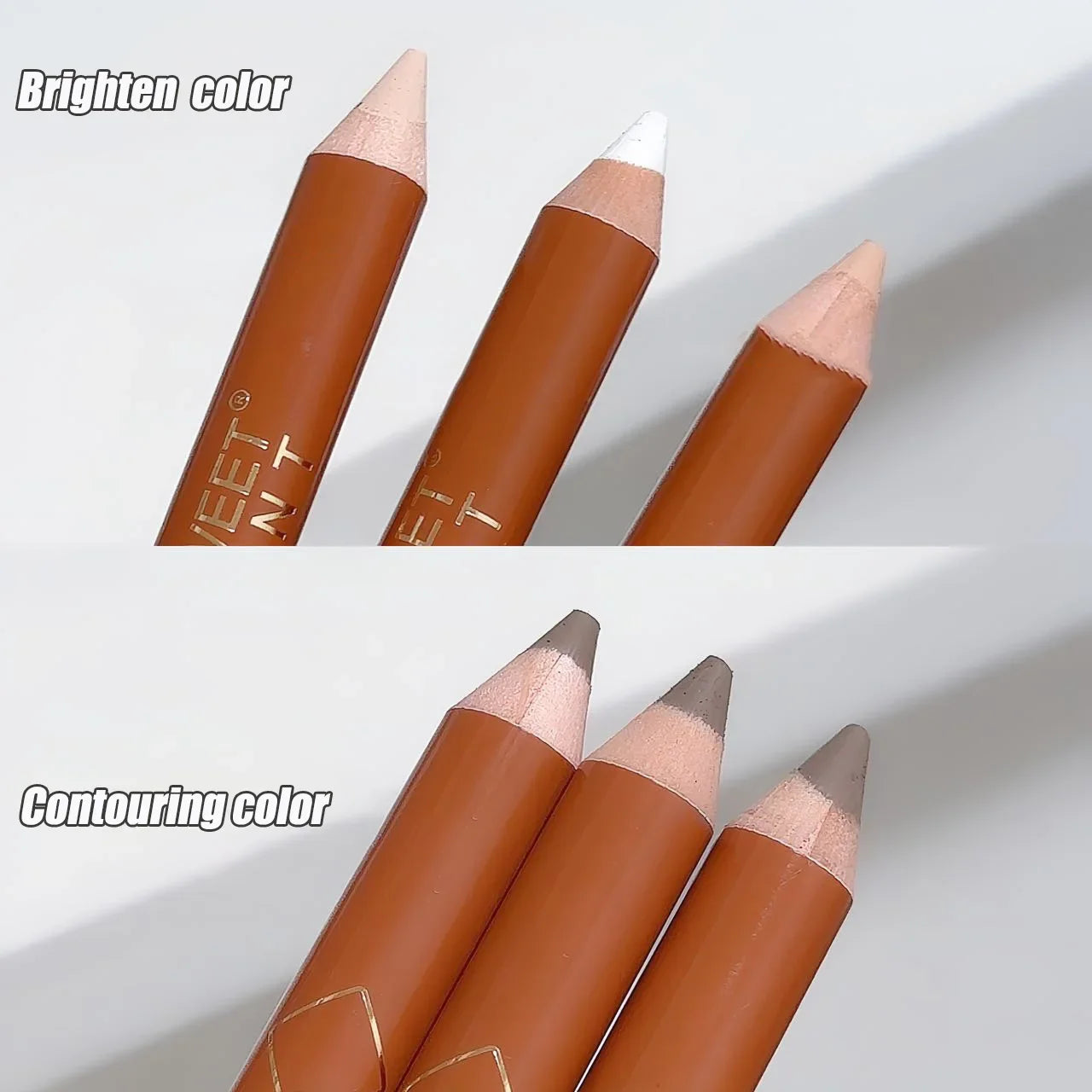 Double Head Face Contour Pen Matte White Highlighting Contour Stick Brightening Skin Tone Concealer Pencil Face Bronzers Makeup