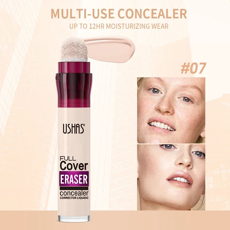 USHAS 12color Sponge Head Concealer For Dark Circles Tears Freckles Corrector Acne High-end Makeup Natural Skin Makeup Cosmetics