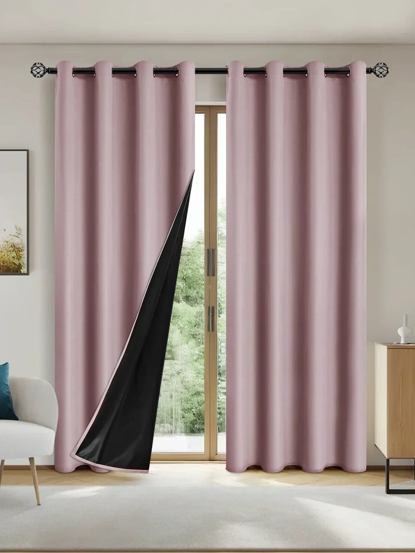 2pcs 100% Blackout Curtains, Thermal Insulated Window Drapes, Window Curtains for Living Room, Bedroom, Kitchen Home Decoration