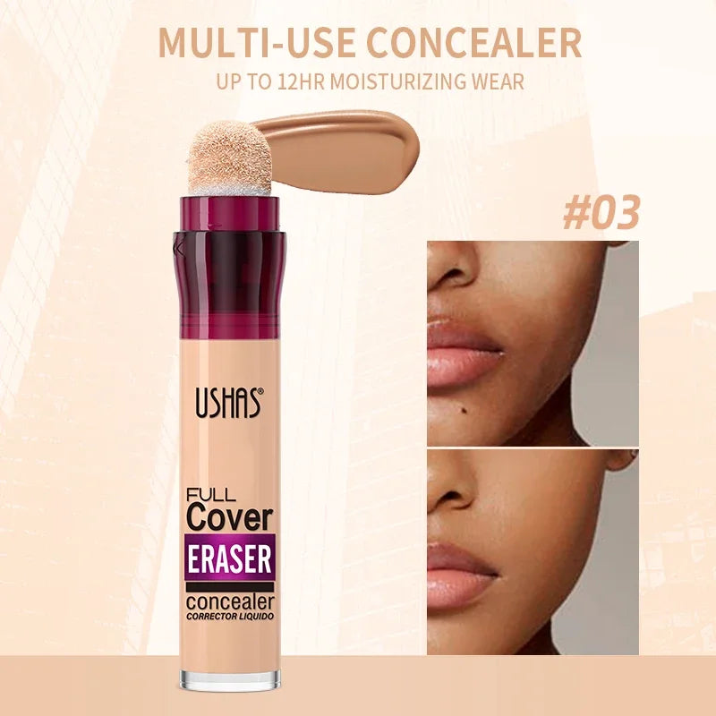 USHAS 12color Sponge Head Concealer For Dark Circles Tears Freckles Corrector Acne High-end Makeup Natural Skin Makeup Cosmetics