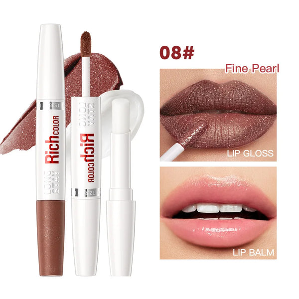 8-Color Waterproof Double-Ended Matte & Hydrating Lip Gloss
