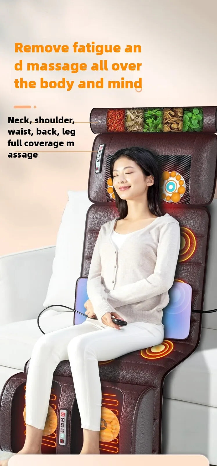 Massage Mattress Electric Full Body With Heating Hand Control Shoulder Neck Waist Airbag Back Kneading vibration Massage Cushion