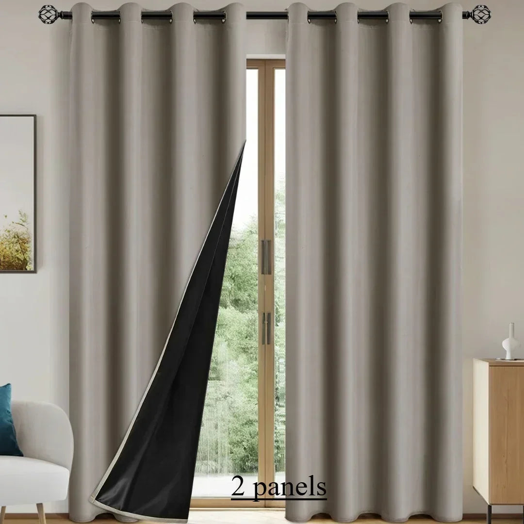 2pcs 100% Blackout Curtains, Thermal Insulated Window Drapes, Window Curtains for Living Room, Bedroom, Kitchen Home Decoration
